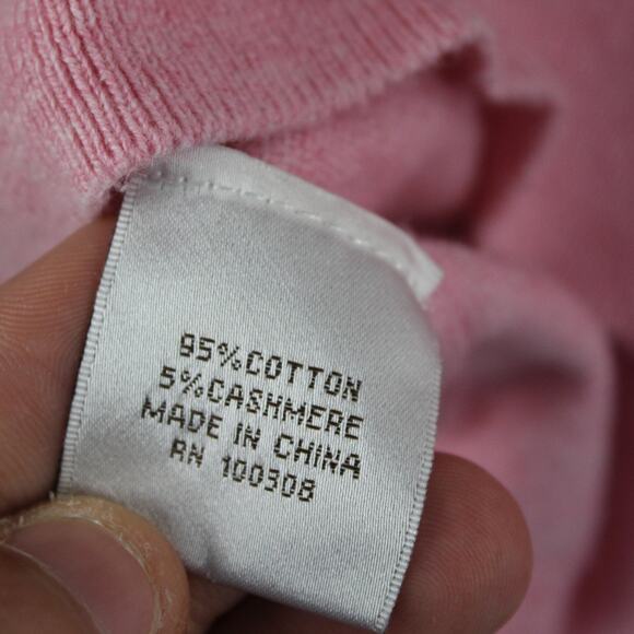 Peter Millar Sweater Mens Large Pink Quarter Zip Cotton Cashmere Pullover Golf - Picture 5 of 8